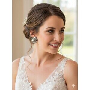 Vintage AB Faceted Smoky Gray Cluster Clip On Earrings - Mid Century Twee